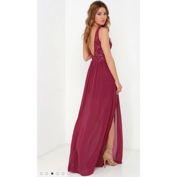 Lulus Make Way for‎ Wonderful Berry Red Lace Formal Sleeveless Maxi Dress Large - Picture 3 of 14
